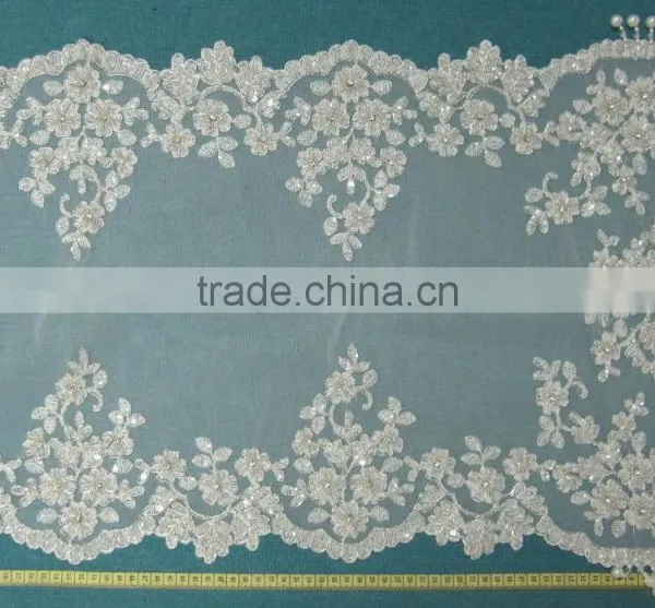 Newest Beaded Tulle Mesh Embroidered Lace Tablecloth for Wedding