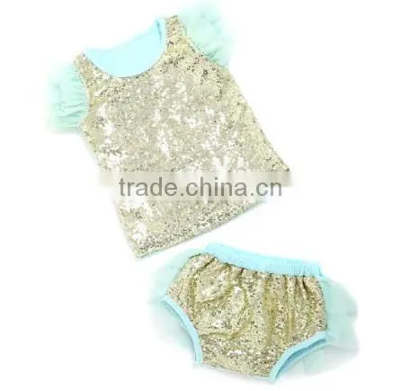 2017 Wholesale Children Boutique Clothing Baby Clothes Wear In Fall , High Quality Sequin Baby Shiny Outfits photo-4