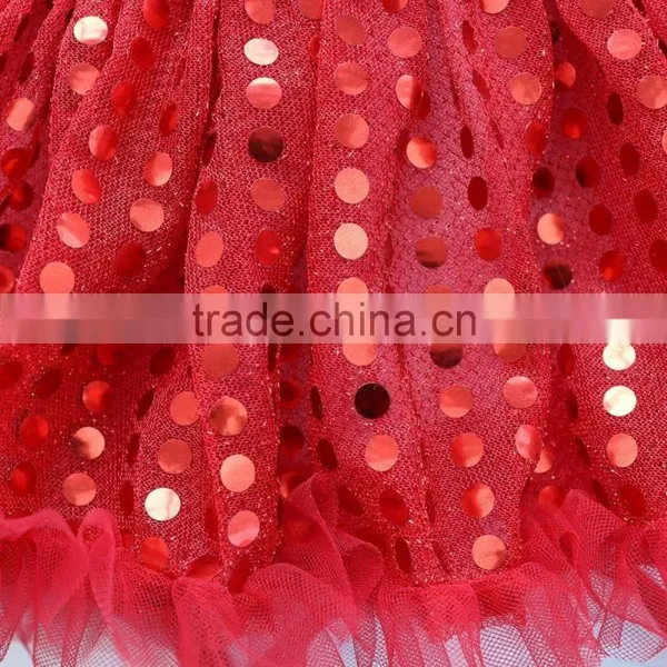 Latest Design Hot Sale Summer Dress 2017 Wholesale Cotton Clothing Sequin Kids Short Sleeve Red Baby Christmas Dress for Girl photo-3