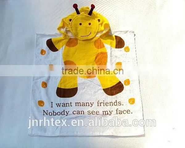Eco-friendly Custom 100 Cotton Velour Printed Kids Hooded Poncho Towel , Beach Towel Poncho photo-3