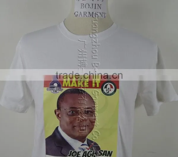 100% Polyester Customized Promotional Cheap Election T-Shirts/white photo-2