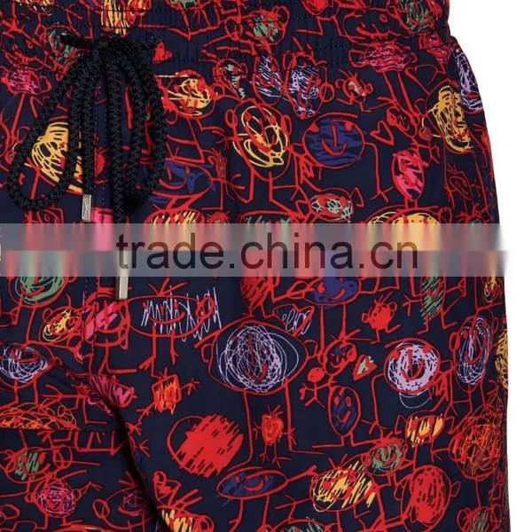 Wholesale OEM Man Printed Swim Trunks Woven Swim Beach Custom Swimwear Pants photo-3