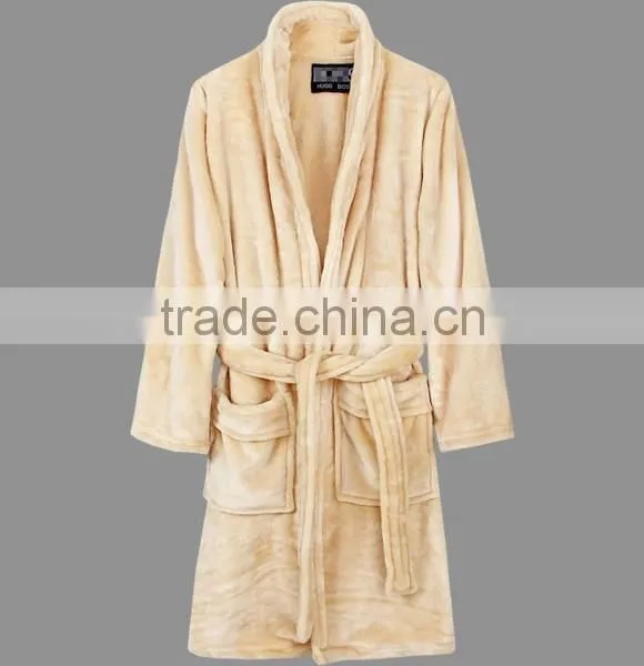 high quality solid color flannel bathrobes for mens