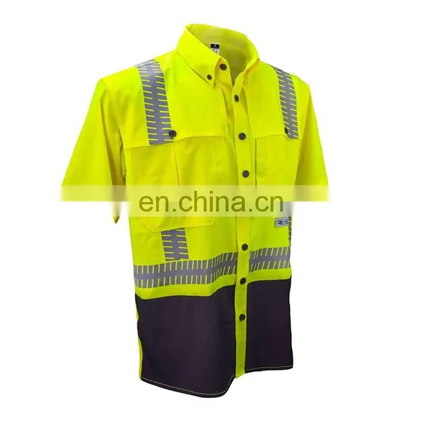 Custom Mens Mechanic UV Sun Protective Work Shirt With Reflective Shirts Pants Design Clothing photo-5
