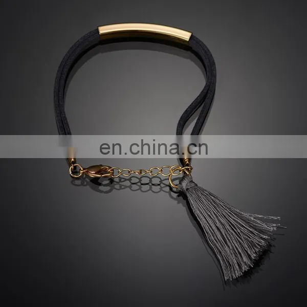 Hot Sale Adjustable Bracelet With Extended Chain Suede Fabric Bracelet With Tassel photo-6