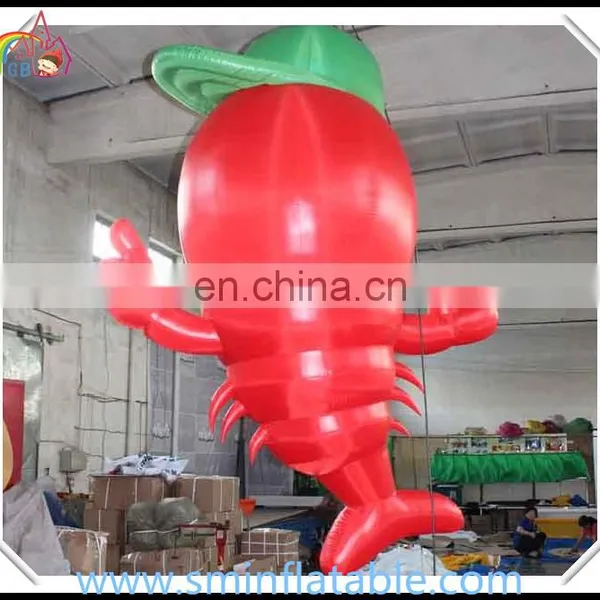 Customized Vivid Inflatable Shrimp Model, Advertising Inflatable Prawn Model , Red Shrimp With Cap for Outdoor Event photo-2