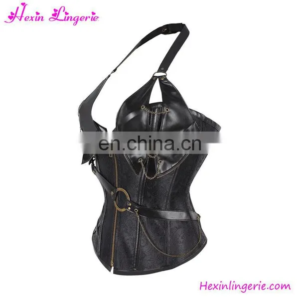 Jacquard Printed 14 Boned Slimming OverBust Steampunk Zipper Corset photo-2