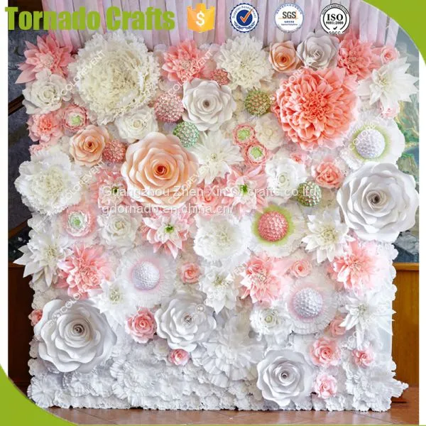 2017 Wholesale Amazing Artificial Pink White Paper Flower for Wall Wedding Decoration photo-5