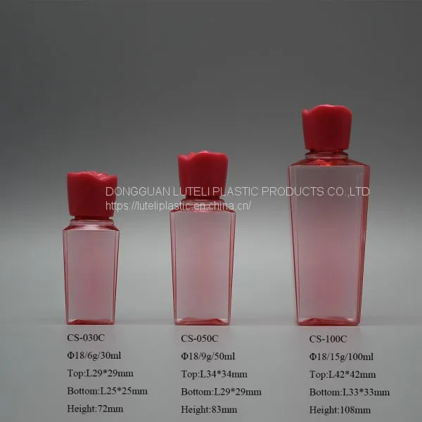 30ml Small Customized Color PETG Plastic Skin Care Lotion Square Bottle With Inner Plug and Screw Rose Cap photo-3