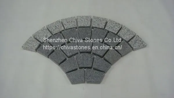 Black Grey Granite Cobble Stone Brick Fan Shape Outdoor Road Heavy Duty Pavers China Supplier Prices photo-2