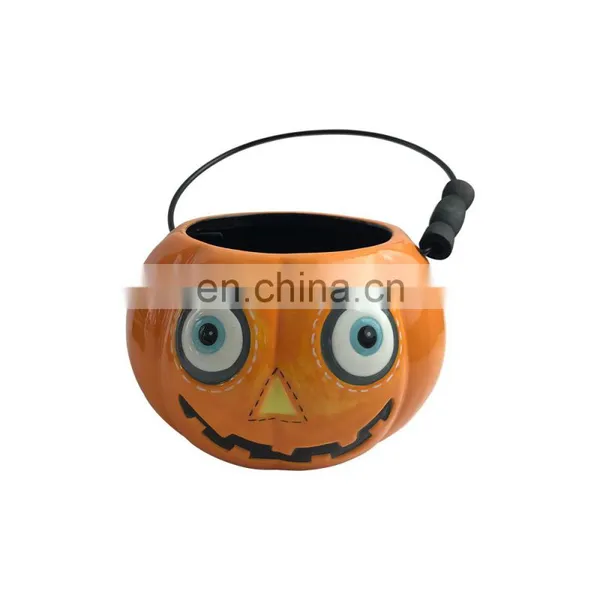Pumpkin Ceramic Halloween Bucket Basket