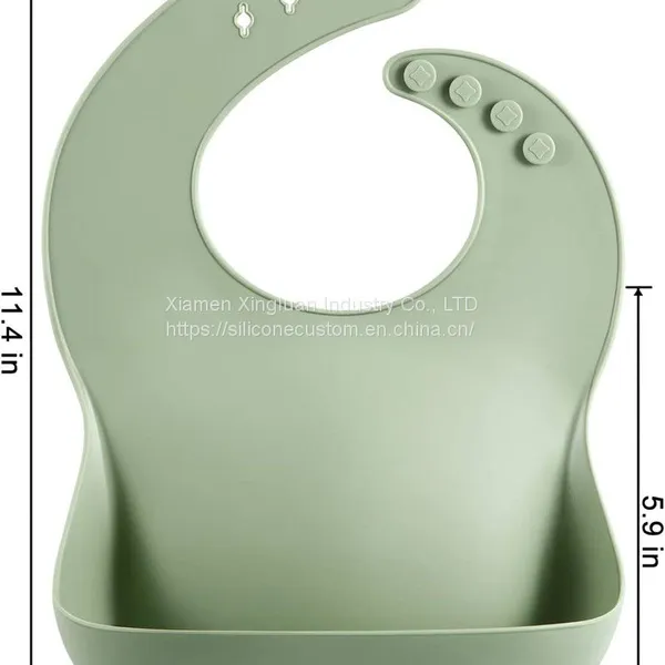 Soft Adjustable Baby Silicone Feeding Set Bubs Custom Logo Baby Bibs photo-3