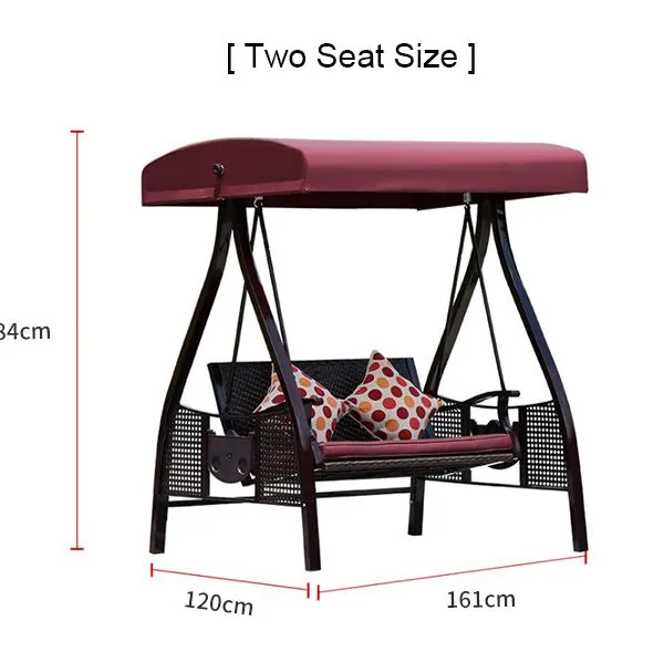 Ready to Ship Outdoor Wicker Double Seat Swing Chair Waterproof and Sunshade photo-2