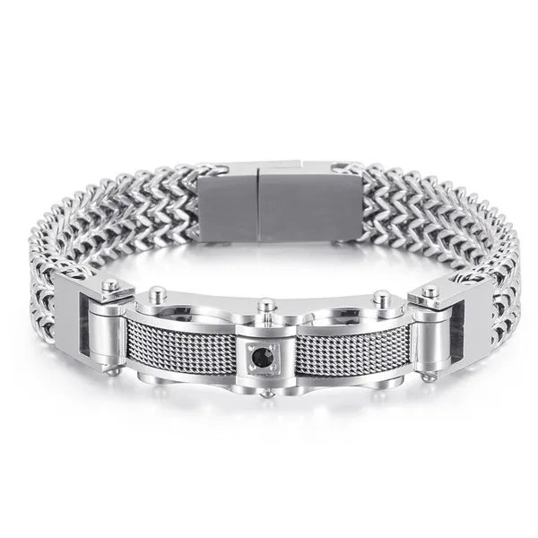 Luxury Bracelet for Men Gold Color 12MM Wide Stainless Steel Square Franco Link Chain Men's Wrist Bracelets With Magnet Clasp photo-2
