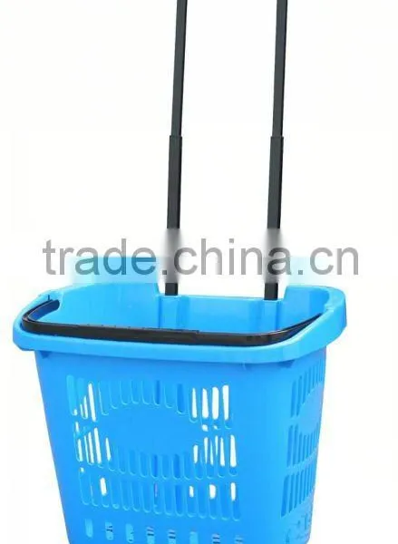 Plastic Shopping Basket With 2 Wheels photo-3