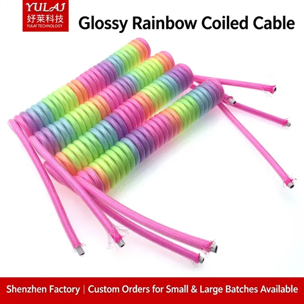 Customized Multi-core Colored Retractable Spring Cable Data Audio Video Cable Connection Pure Copper High Elasticity PU Spiral Power Cord