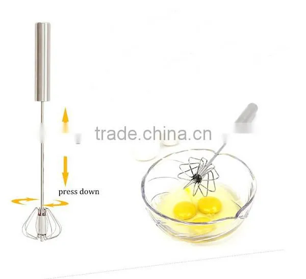 14'' Red Silicone + Stainless Steel Egg Hand Whisk Semi-auto Rotating Whisk Novelty Silicone Coated Egg Whisk photo-4