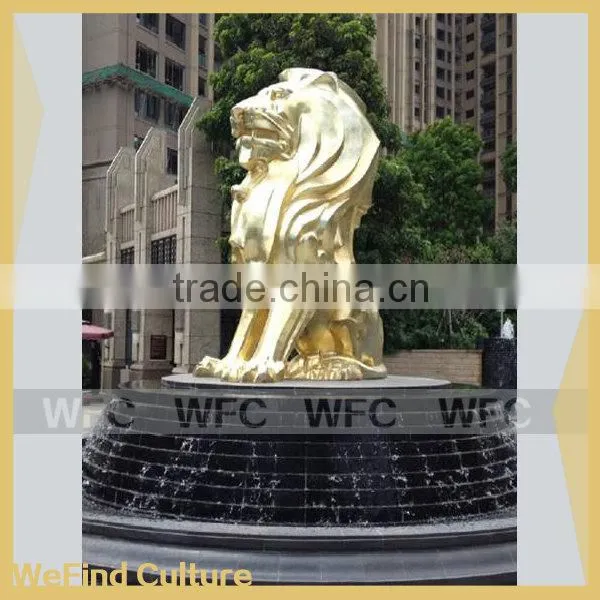 Large Outdoor Metal Sculptures Gold Lion Statue For Square