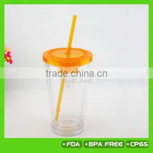 16OZ Double Wall Plastic Tumbler With Lid and Straw, W Removable Bottom.