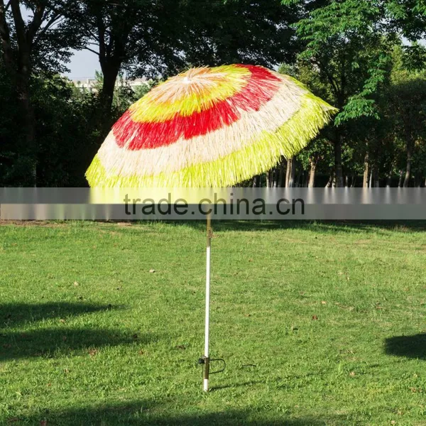 Outsunny Outdoor Straw Beach Patio Umbrella Parts Stand Mixed Color Umbrella Promotional photo-2