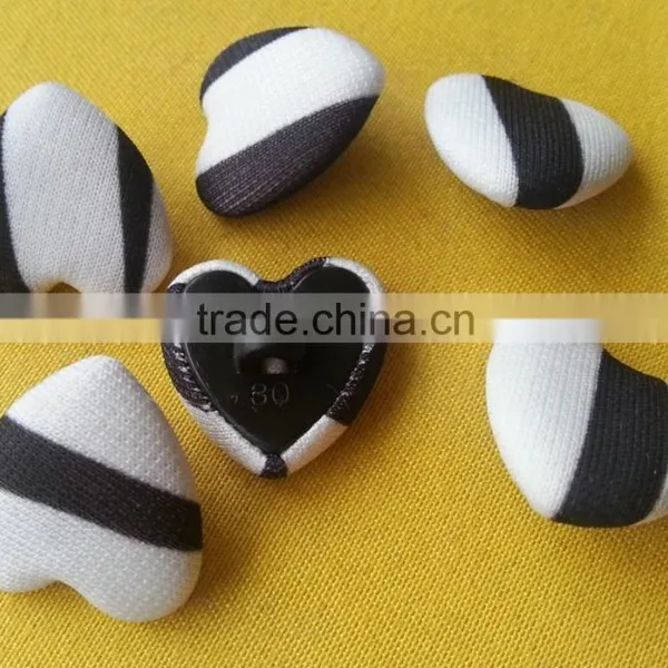 Union Logo Plastic Shell Heart Shape Self Fabric Covered Shank Button -- F1503 photo-4