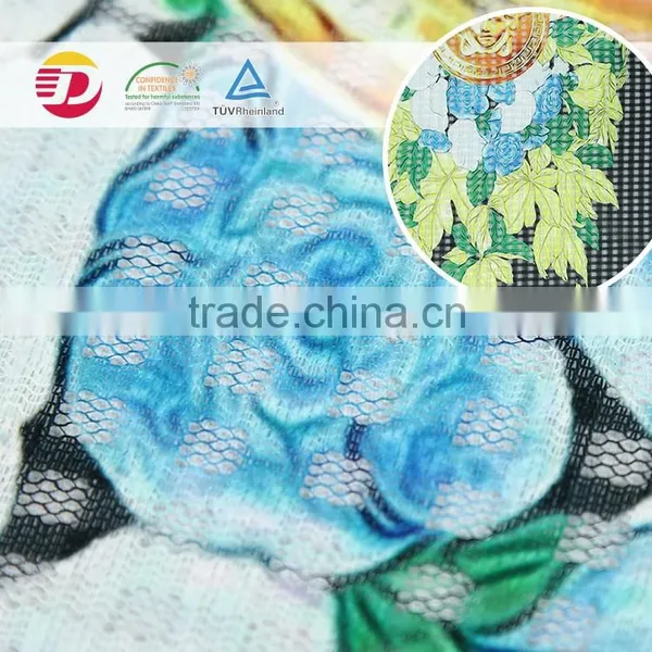 Top Quality Green Plant 100% Polyester Print Lace Fabric for Curtain photo-3