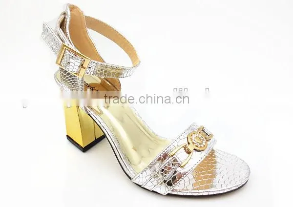 Middle Thick Heel Ankle Strap Office Lady Sandals With Button photo-2