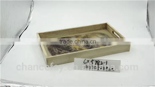 Lovely Style Wooden Glass Mirror Tray for Home Decorative photo-4