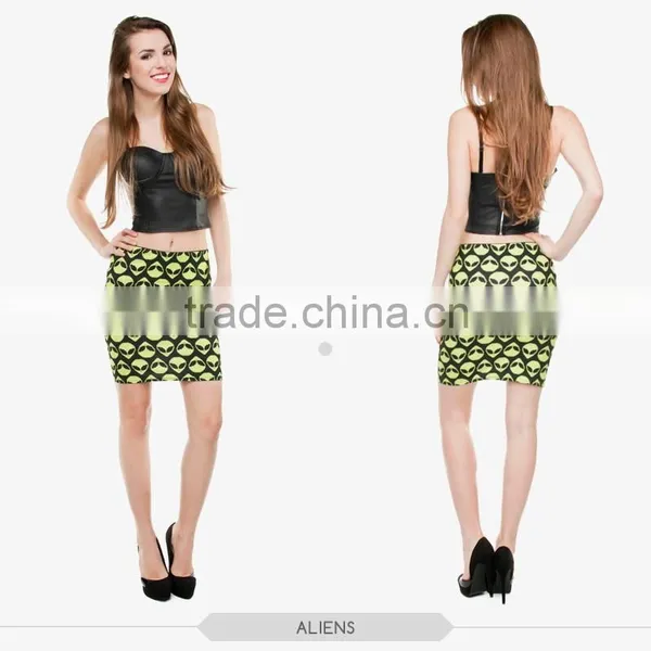 Women Fashion Alien Color Sex Girls Tight Slim Mini Skirt High Quality 3d Digital Full Print Custom Hot Sale Tube Stretchy Skirt photo-2