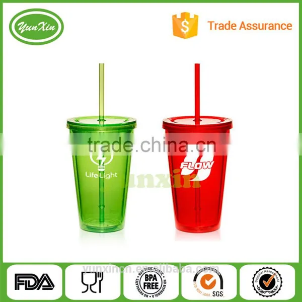 BPA Free Pack of 12 of Assorted Colors 16oz Insulated Plastic Tumbler With Lid&straw photo-3
