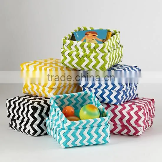 Zigzag Plastic Woven Basket, Set of 3 photo-5