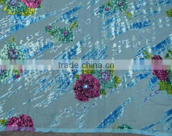Polyester Super Hand Work Silk Velvet Super Silk Velvet Fabric for African Dress photo-2