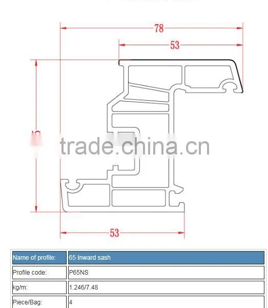 Upvc Windows Doors/pvc Profiles/65 Inward Sash photo-3