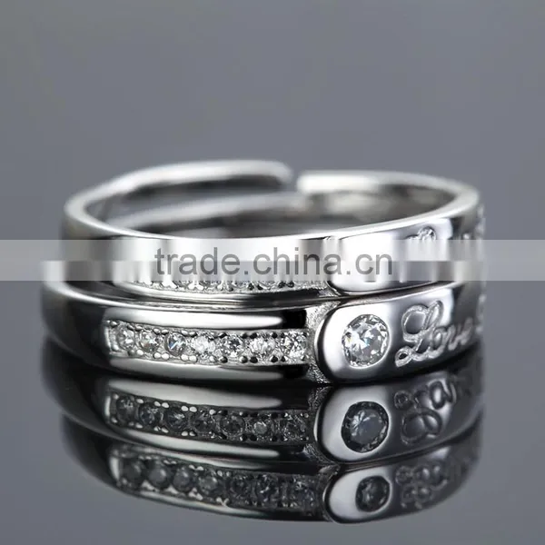 2015 Fashion Love Letter Engraved Silver Couple Wedding Rings photo-4