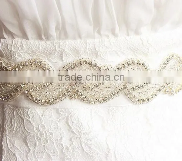 Rhinestone Crystal Wedding Dress Sash for Bridal photo-3