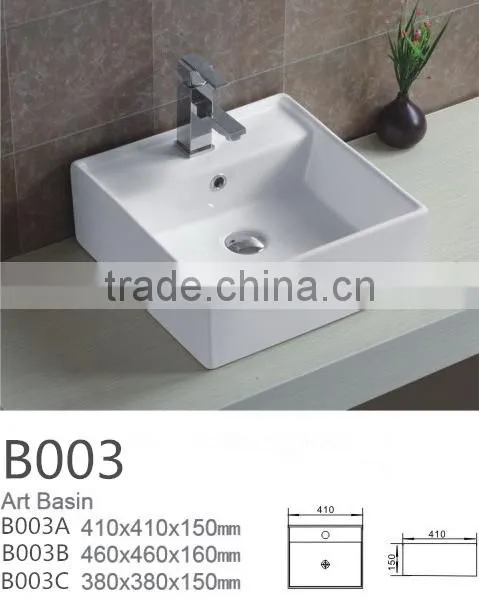 New Design Art Basin Ceramic Bathroom White Basin Square Shape New Design Single Hole Wash BasinYB003 photo-2