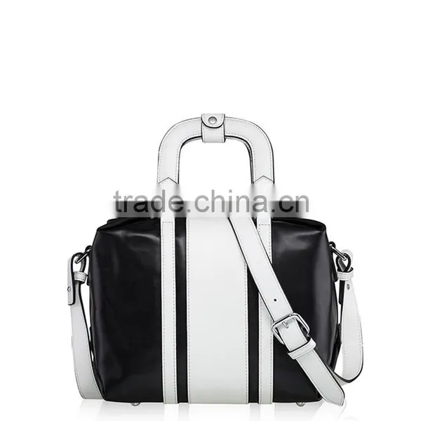 Wholesaler Customized Women PU Hand Bags With Stripe Pattern