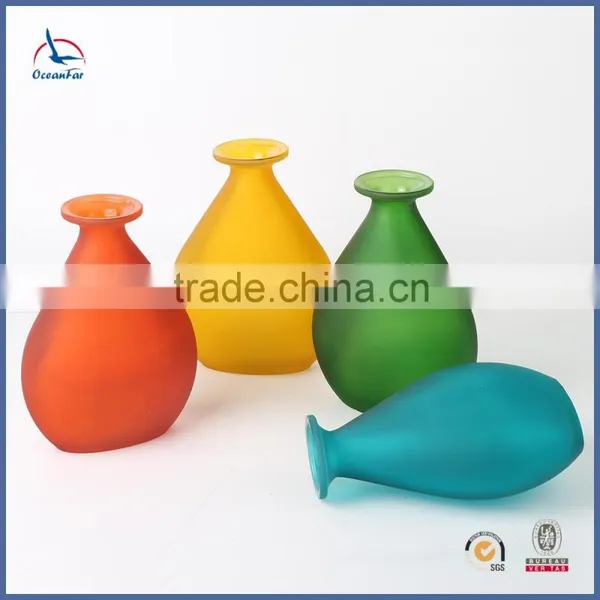 Fancy Popular Decorative Glass Flower Vase Colored Flat Glass Vases