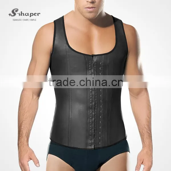 S-SHAPER 2034 Men`s Latex Waist Trainer Shaper Vest Waist Cincher With Zipper In The Front 3 Hooks photo-3