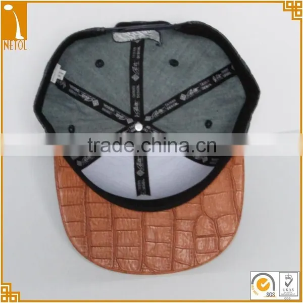 6 Panel Sports Style Leather Custom Snapback Baseball Caps photo-4
