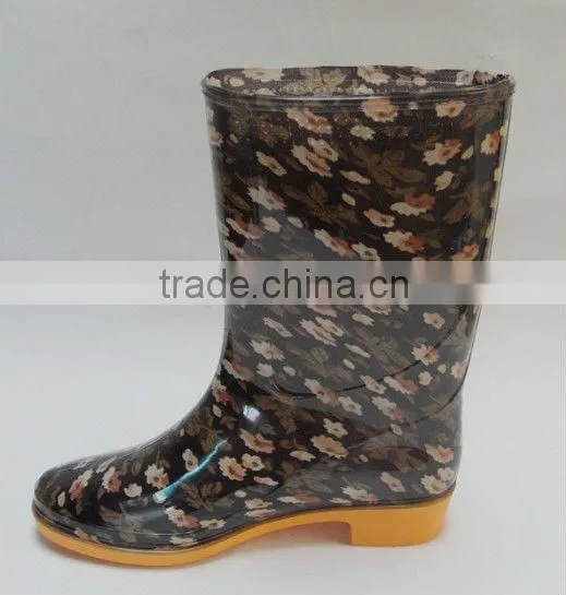 Women PVC Print Rain Boots