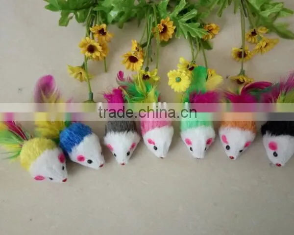Long Haired Mice Cat Toy Funny Colored Fur Mice Toy For Kitten photo-4