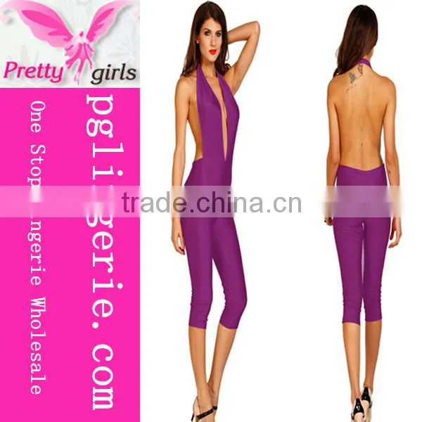 Ladies V-neck Cocktail Evening Jumpsuit photo-4