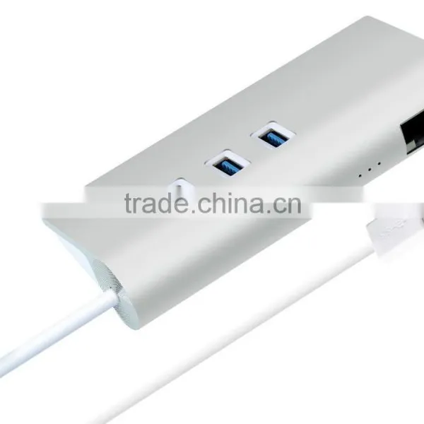 Hi-Speed 3 Port Usb 3.0 Hub With 1 Rj45 Gigabit Ethernet LAN Wired Network Adapter photo-6