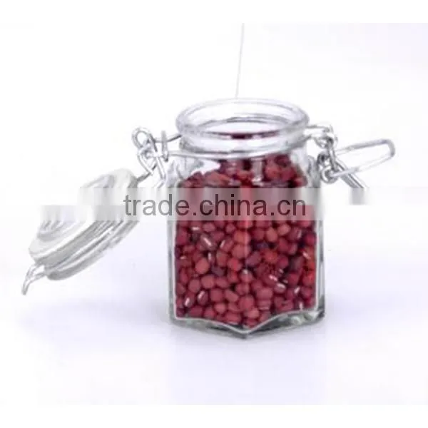 Hexagon Clear Glass Jar With Airtight Ceramic Lid photo-2