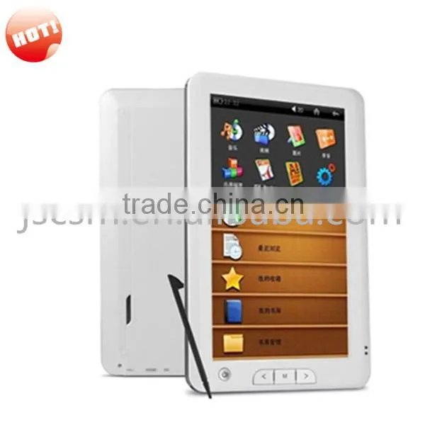 7 inch ebook readers with rockchip solution,800*480 resolution,TFT screen,touch or button optional,supported 7-8 hour