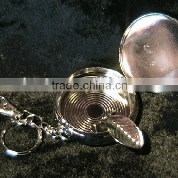 Mini Portable Metal Ashtray Keychain With Rubber Patch