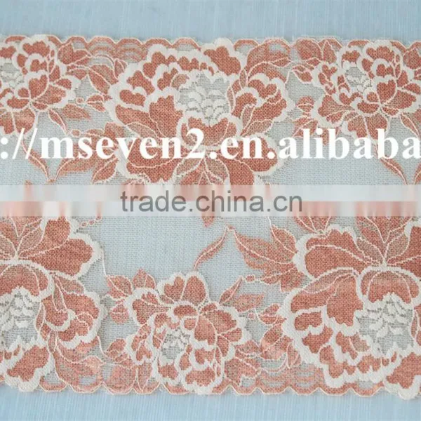 Hot Selling 20cm Width Elastic Band Brazilian Hair Flower Pattern Full Lace Trim photo-2