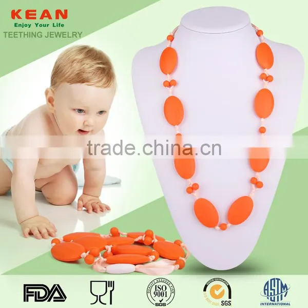 Kean BPA Free Saft Lovely Silicone Baby Beaded Necklace for Wholesale photo-3