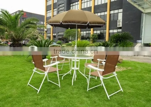Metal Patio Furniture Sets in 6pcs(one Table,four Chair,one Umbrella)